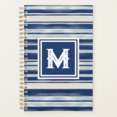 Blauw-wit gestreept monogram planner (Voorkant)