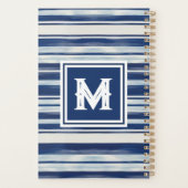 Blauw-wit gestreept monogram planner (Achterkant)