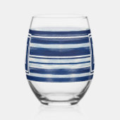 Blauw-wit gestreept monogram wijnglas zonder voet (Links)