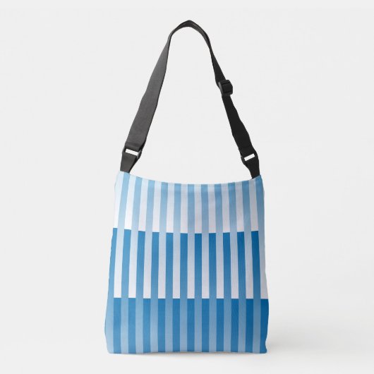 Blauw Wit Gestreept patroon Crossbody Tas (Voorkant)
