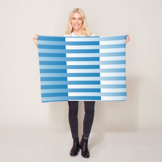 Blauw Wit Gestreept Patroon Fleece Deken (In situ)