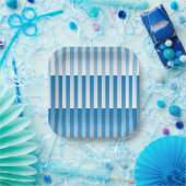 Blauw Wit Gestreept patroon Papieren Bordje (Feest)