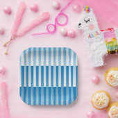 Blauw Wit Gestreept patroon Papieren Bordje (Feest)
