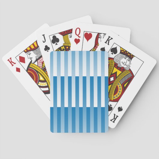 Blauw Wit Gestreept patroon Pokerkaarten (Achterkant)