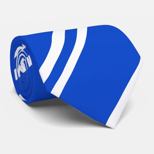 Blauw Wit Gestreept patroon Stropdas (Opgerold)