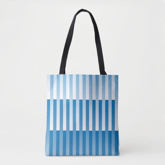 Blauw Wit Gestreept patroon Tote Bag (Voorkant)