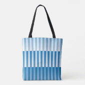 Blauw Wit Gestreept patroon Tote Bag (Achterkant)