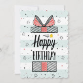 Blauw-wit gestreept patroon verjaardagskaart kaart (Achterkant)