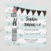 Blauw-wit gestreept patroon verjaardagskaart kaart (Voorkant / Achterkant)