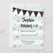 Blauw-wit gestreept patroon verjaardagskaart kaart (Voorkant)