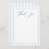 Blauw-wit gestreepte dankkaartjes bedankkaart (Voorkant / Achterkant)