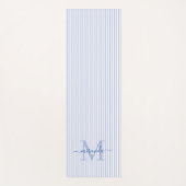 Blauw & Wit Gestreepte Monogramnaam Yogamat (Voorkant)