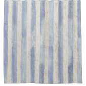  blauw & wit gestreepte noodlijdende kust douchegordijn (Voorkant)
