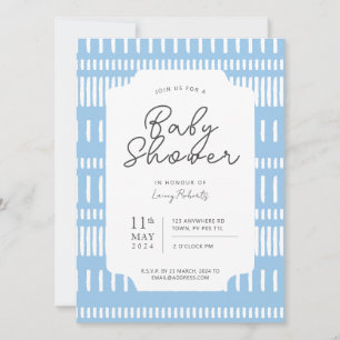 Blauw-wit gestreepte Paint Stroke Baby shower Kaart