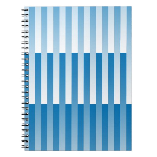 Blauw Wit Gestreepte Patroon Notitieboek (Voorkant)
