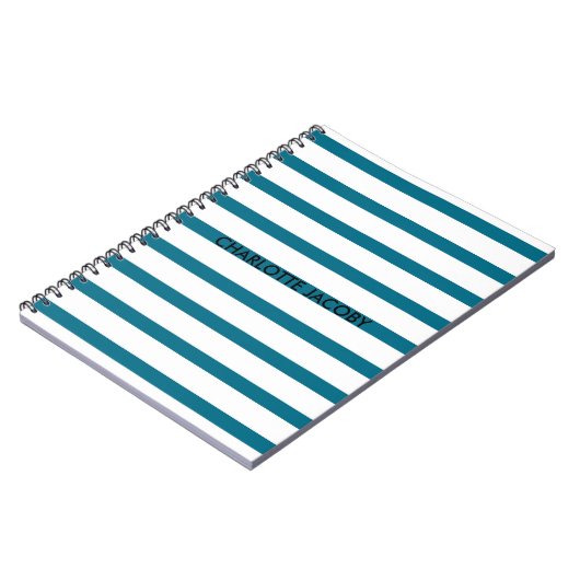 Blauw & Wit Gestreepte Persoonlijke Notitieboek (Linkerzijde)