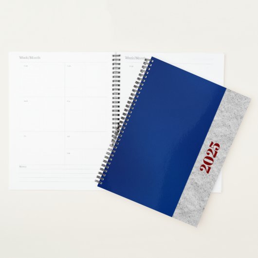 Blauw-wit getextureerde minimalistische kunst planner (Display)