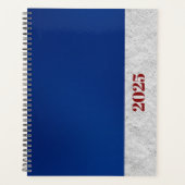 Blauw-wit getextureerde minimalistische kunst planner (Voorkant)