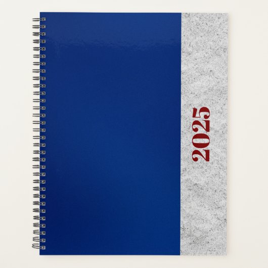 Blauw-wit getextureerde minimalistische kunst planner (Voorkant)