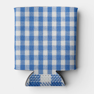 Blauw-wit gevoerde eetkleren. blikjeskoeler