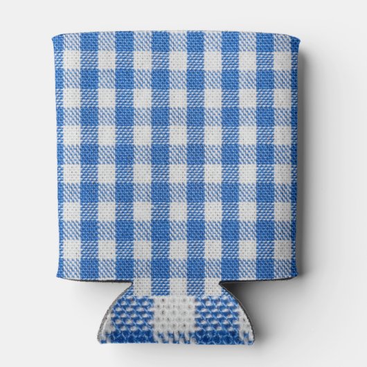 Blauw-wit gevoerde eetkleren. blikjeskoeler (Achterkant)