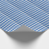 Blauw-wit gevoerde eetkleren. cadeaupapier (Hoek)