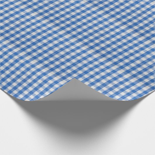 Blauw-wit gevoerde eetkleren. cadeaupapier (Hoek)