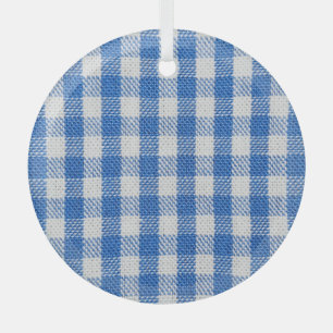 Blauw-wit gevoerde eetkleren. glas ornament