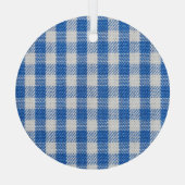 Blauw-wit gevoerde eetkleren. glas ornament (Achterkant)