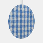 Blauw-wit gevoerde eetkleren. glas ornament (Voorkant Rechts)