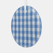 Blauw-wit gevoerde eetkleren. glas ornament (Voorkant links)