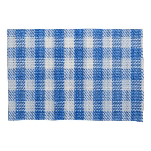 Blauw-wit gevoerde eetkleren. kussensloop (Voorkant)