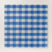 Blauw-wit gevoerde eetkleren. legpuzzel (Horizontaal)