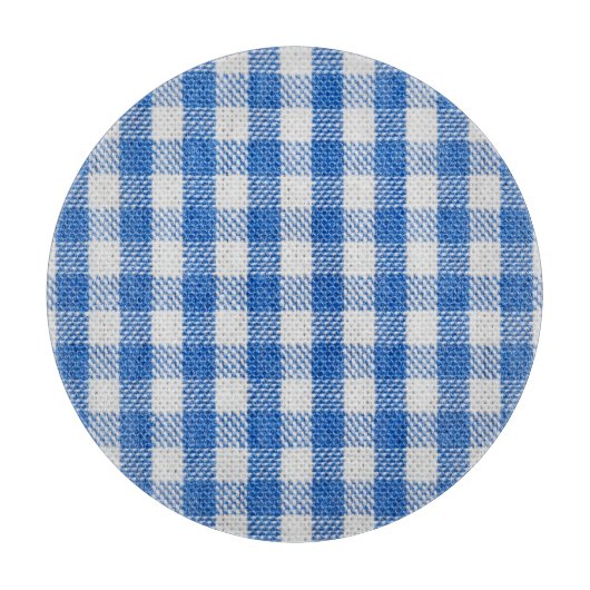 Blauw-wit gevoerde eetkleren. snijplank (Voorkant)