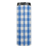 Blauw-wit gevoerde eetkleren. thermosbeker (Achterkant)