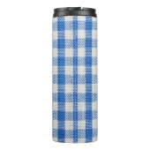 Blauw-wit gevoerde eetkleren. thermosbeker (Achterkant)