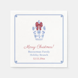 Blauw Wit Ginger Jar Rood Lint Vakantie Party Servet