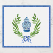 Blauw & Wit Ginger Jar Sparkling Wijnetiket (Enkel label)