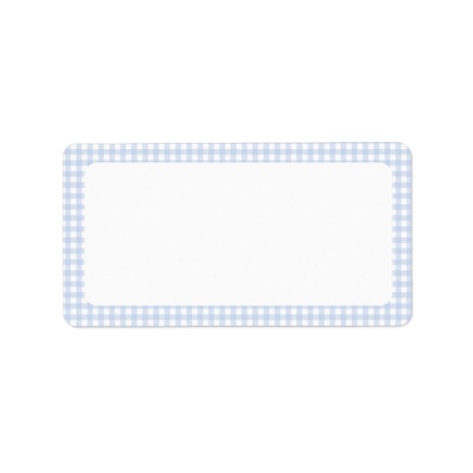 Blauw & Wit Gingham Baby shower Etiket (Voorkant)