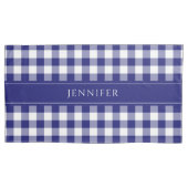 Blauw & Wit Gingham Boerderij Patroon Naam Pillo Kussensloop (Voorkant)