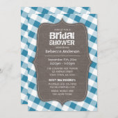 Blauw & Wit Gingham Canvas Vrijgezellenfeest Kaart (Voorkant / Achterkant)