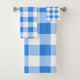 Blauw & Wit Gingham geruit geruit patroon Bad Handdoek