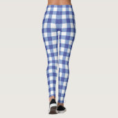 Blauw & Wit Gingham Geruit Rut Streep Leggings (Achterkant)
