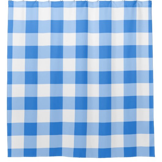 Blauw & Wit Gingham geruite geruite patroon Douchegordijn (Voorkant)