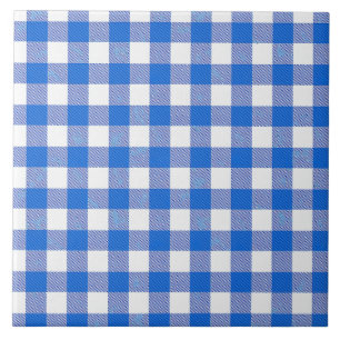  Blauw Wit Gingham Ontwerp Tegeltje