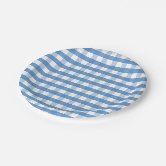 Blauw wit gingham papier bord (Gekanteld)