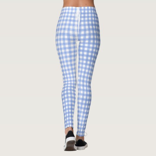 blauw-wit gingham patroon leggings (Achterkant)