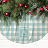 Blauw-wit Gingham plaid Monogram Kerstboom Rok