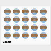Blauw Wit Gingham Zelfgemaakte Food Label Seal (Vel)