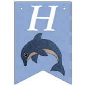 Blauw Wit Glittery Jumping Verjaardags Dolfijn Vlaggetjes (Eerste vlag)